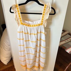 Tory Burch White Dress with Yellow Embroidery